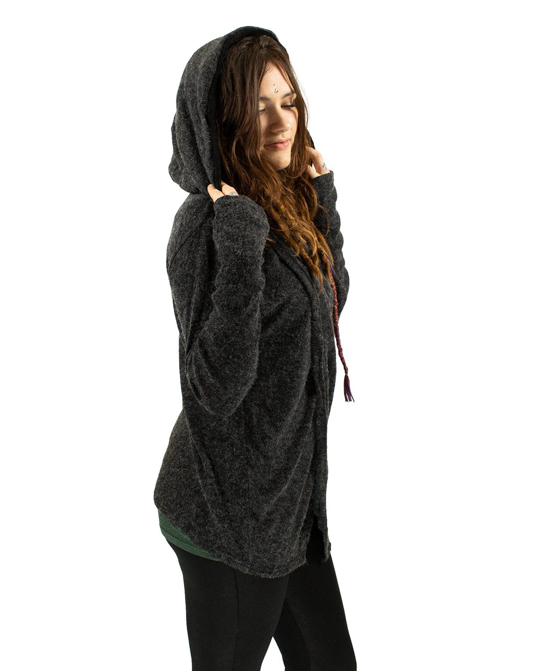 Hooded Cardigan Jacket Charcoal