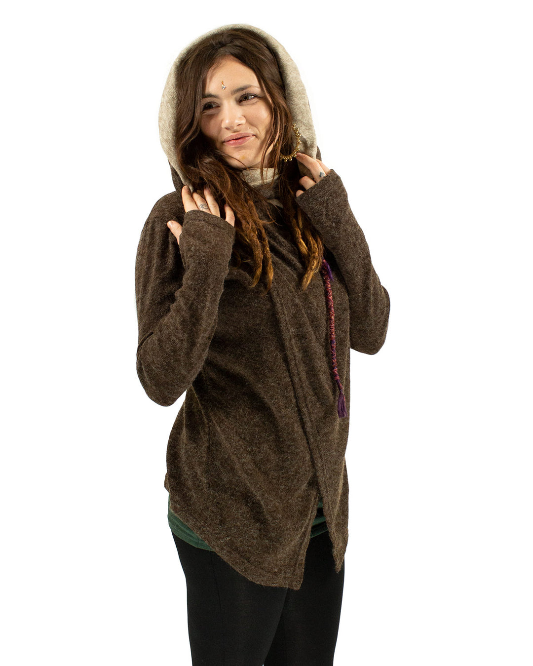 Hooded Cardigan Jacket Brown