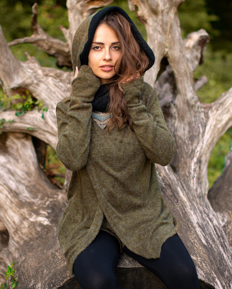 Hooded Cardigan Jacket Forest Green