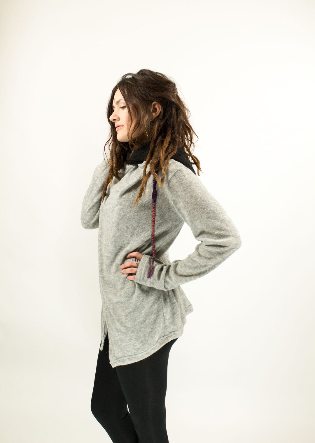 Hooded Cardigan Jacket Light Grey