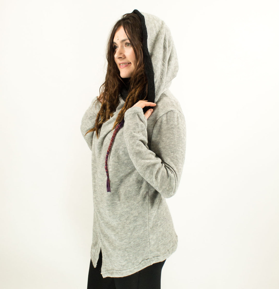 Hooded Cardigan Jacket Light Grey