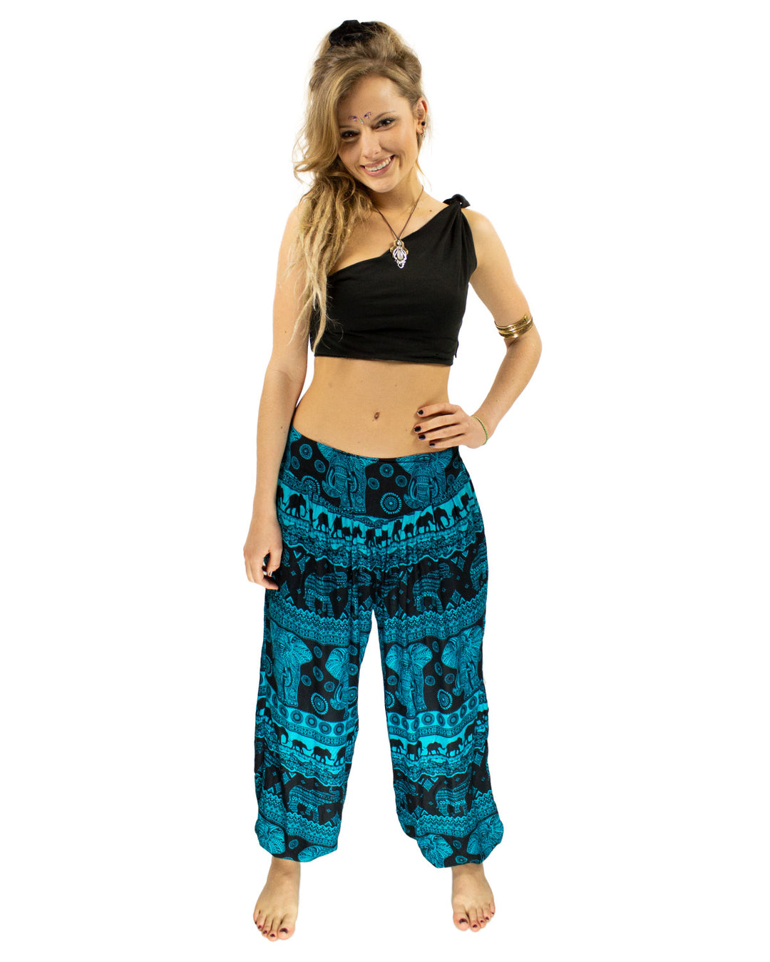 ALADDIN ELEPHANT HAREM HIGH CROTCH PANTS TURQUOISE