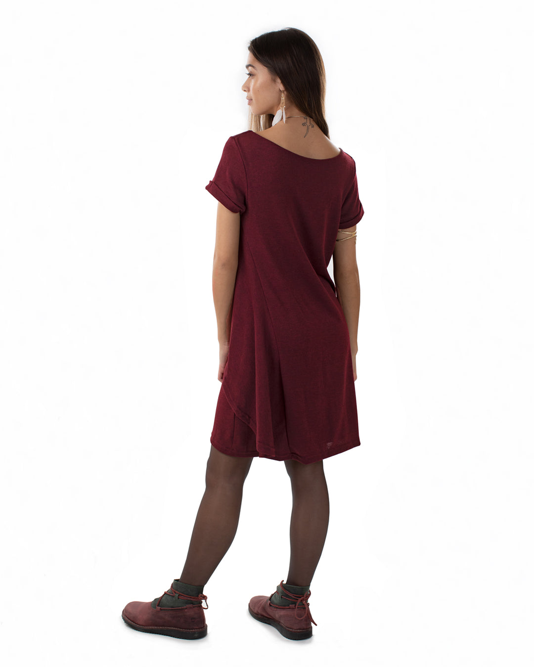 Half Moon Dress Wine Red