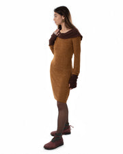 "Isha" Long Sleeved Pencil Dress Camel/Brown