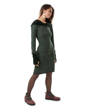 "Isha" Long Sleeved Pencil Dress Green/Olive