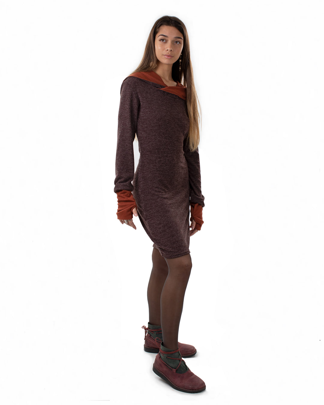 "Isha" Long Sleeved Pencil Dress Sienna/Brown