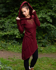 Hooded Pixie Dress Wine Red