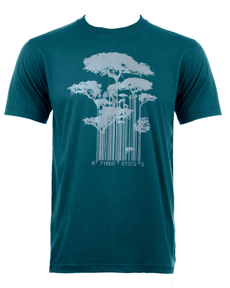 Jungle Forest Tree Barcode T-shirt Dark Blue