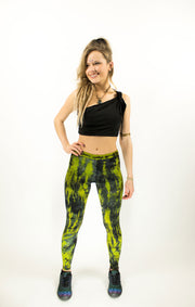 TIE DYE LEGGINGS LIME/BLACK