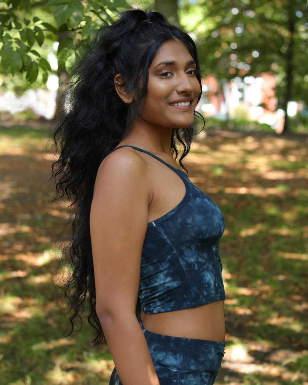 Stone Wash Tie Dye Crop Top Blue