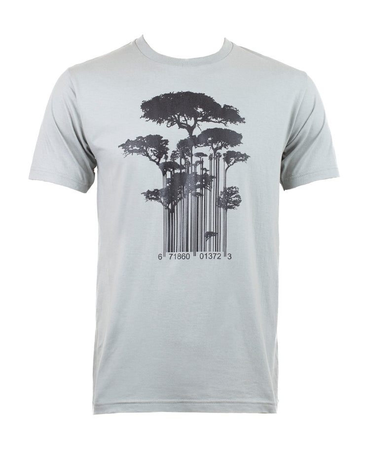 Jungle Forest Tree Barcode T-shirt Light Grey