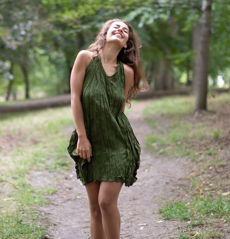 COTTON TEARDROP DRESS GREEN