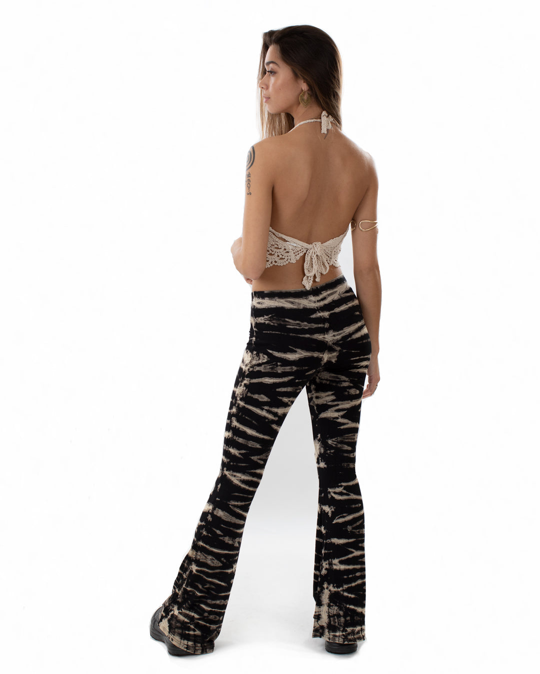 Tie Dye Flared Leggings Black