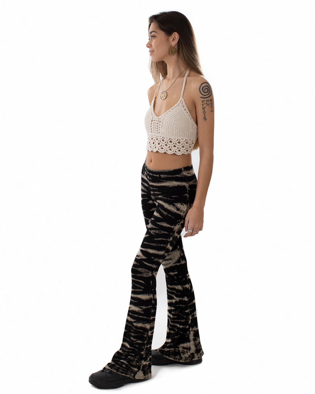 Tie Dye Flared Leggings Black