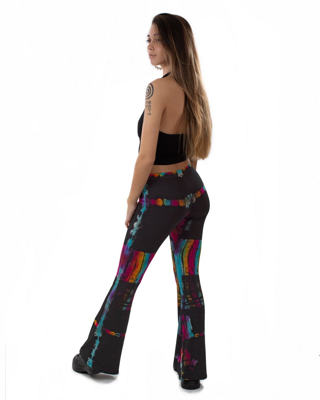 Tie Dye Flared Leggings Black