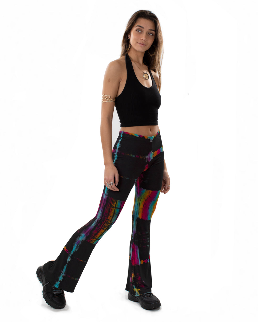 Tie Dye Flared Leggings Black