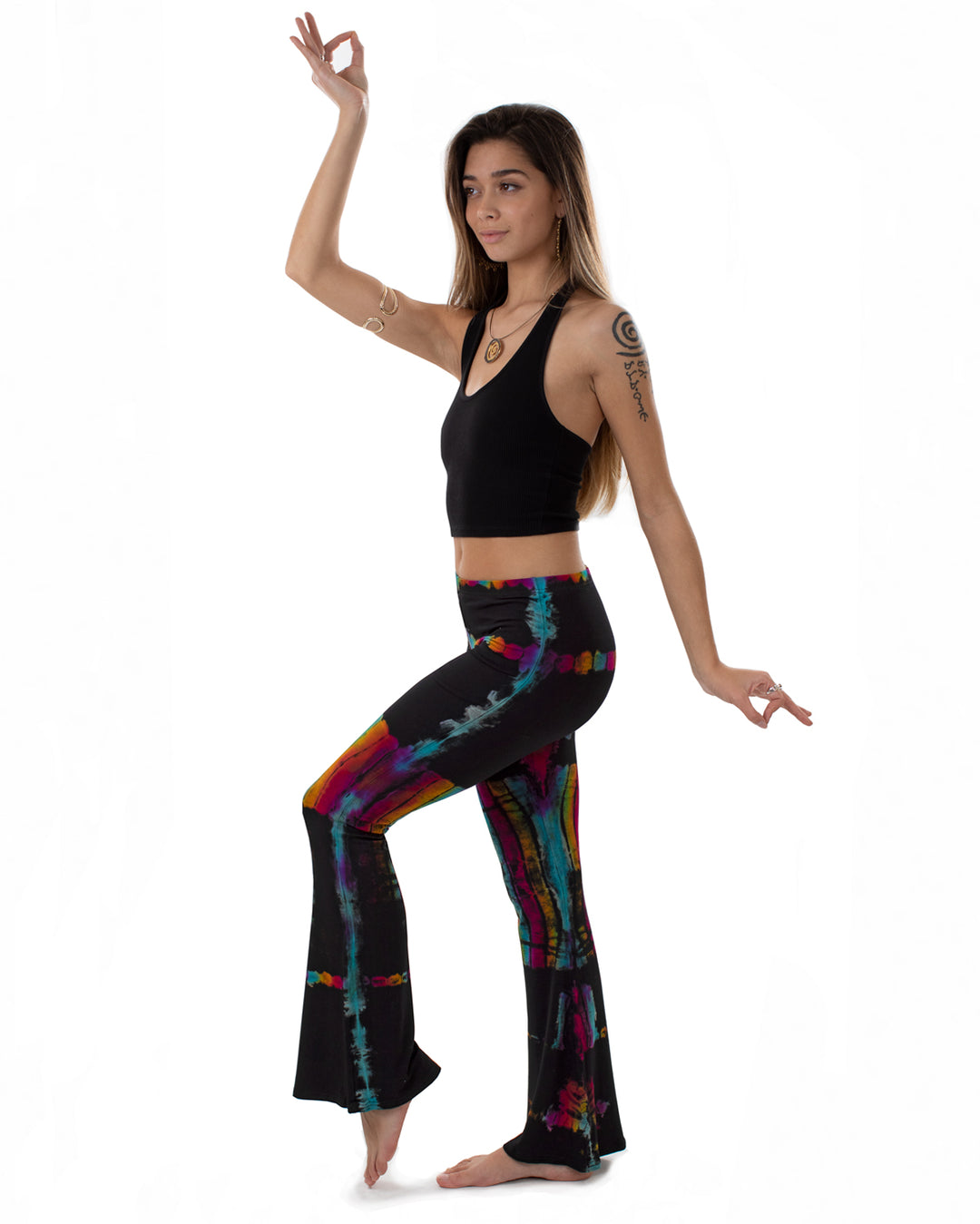 Tie Dye Flared Leggings Black