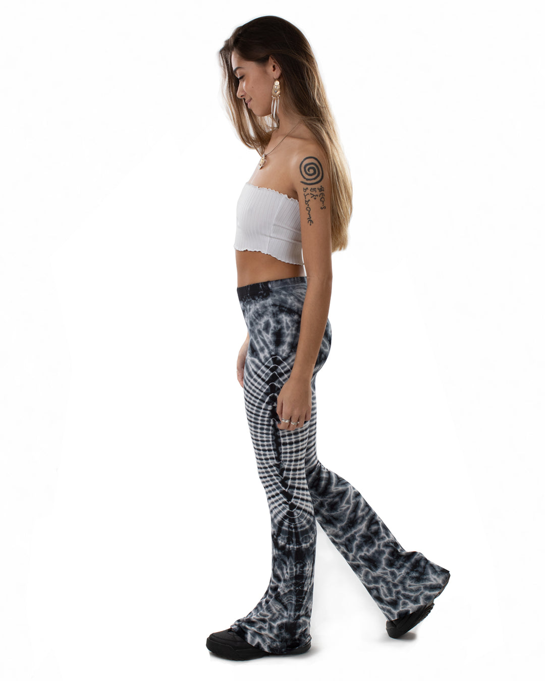 Tie Dye Flared Leggings Black/White