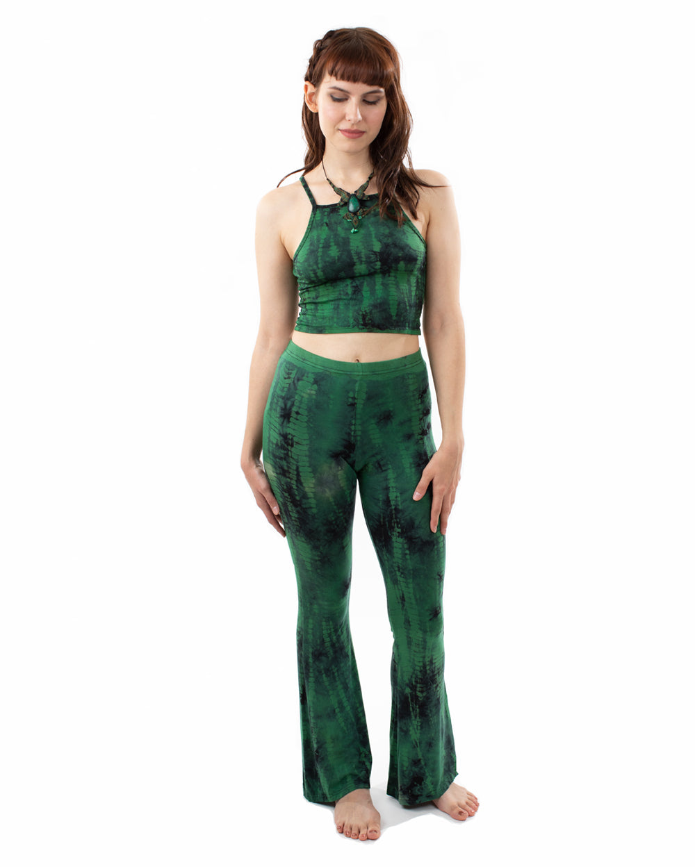 Emerald Snakeskin Flared Leggings