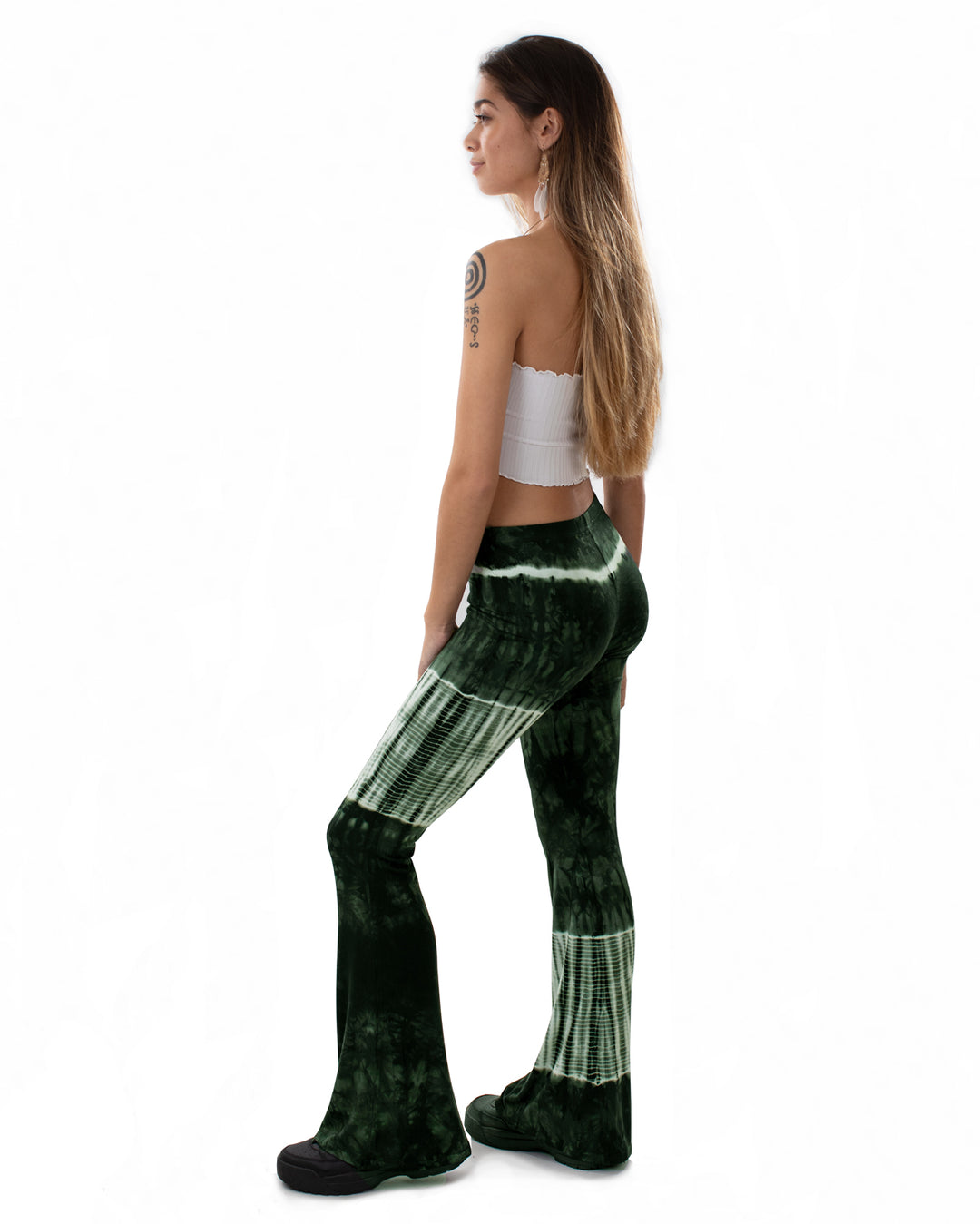 Tie Dye Flared Leggings Green