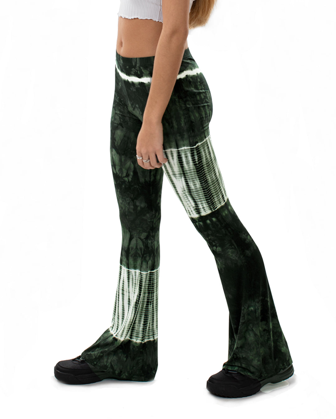 Tie Dye Flared Leggings Green