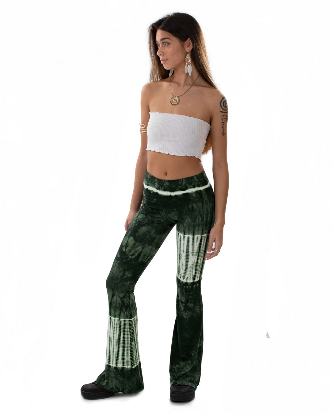 Tie Dye Flared Leggings Green