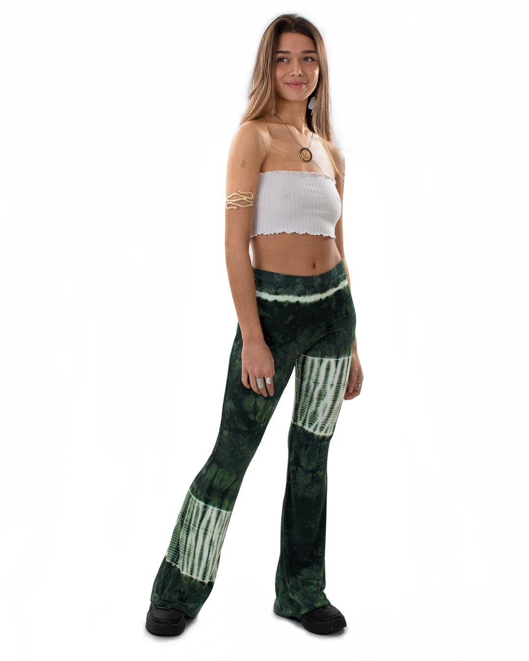 Tie Dye Flared Leggings Green