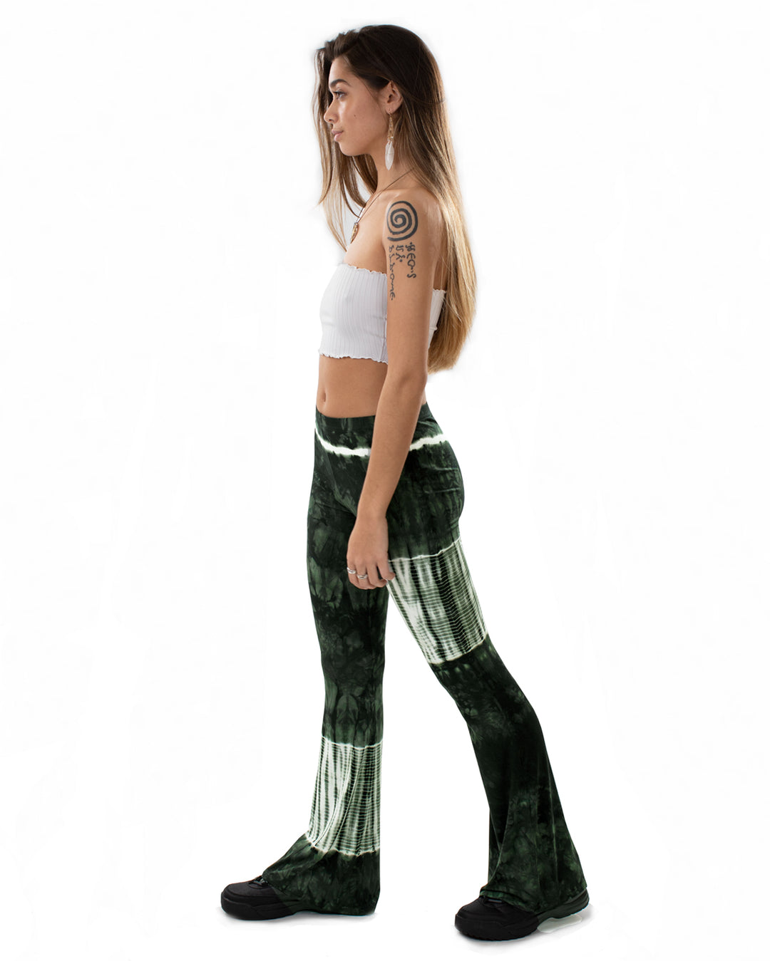 Tie Dye Flared Leggings Green