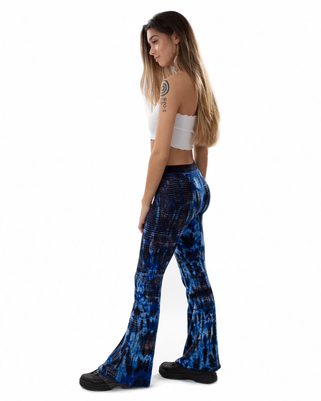 Tie Dye Flared Leggings Blue