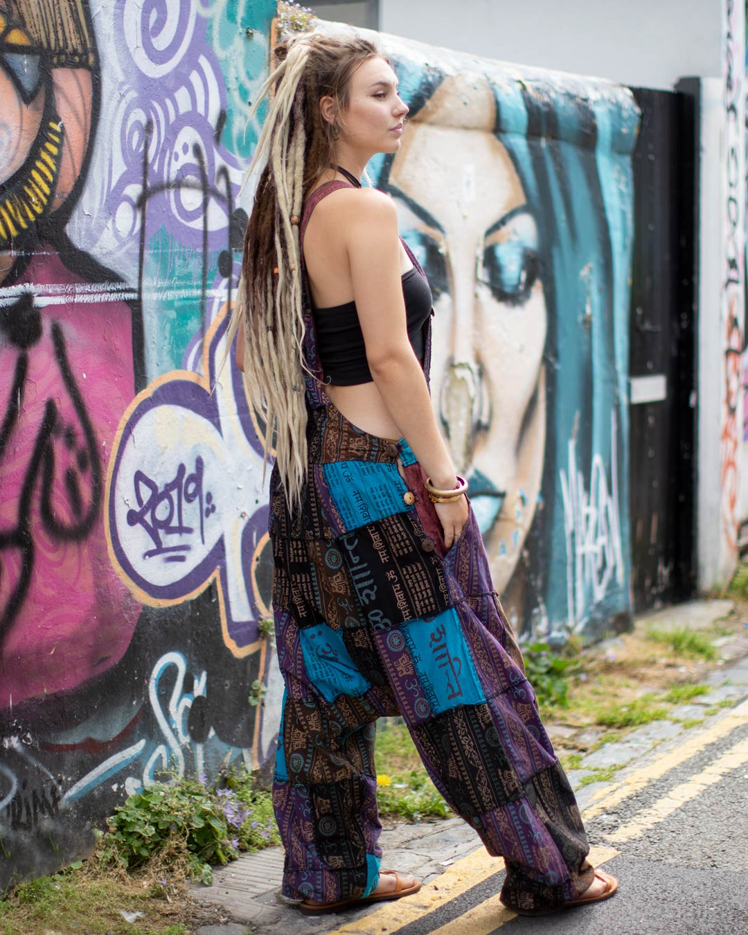 Patchwork Ohm Mandala Harem Dungarees