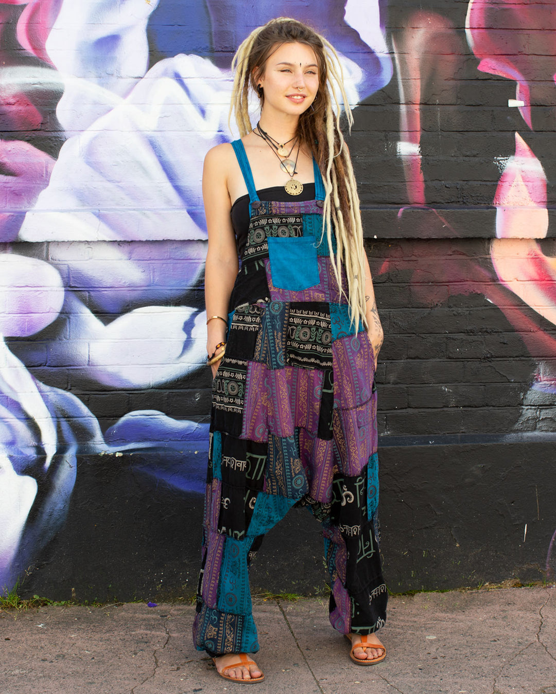 Patchwork Ohm Mandala Harem Dungarees