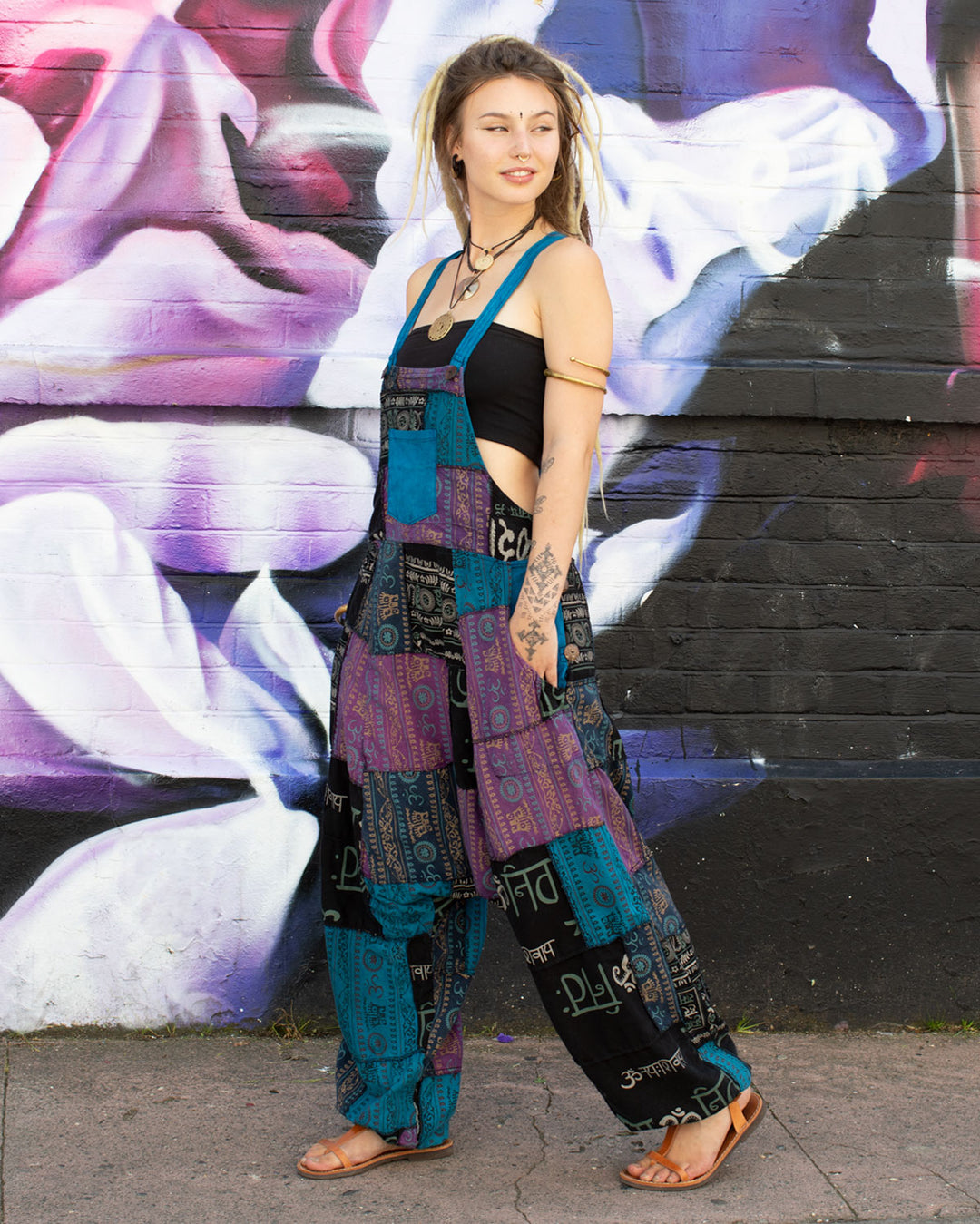 Patchwork Ohm Mandala Harem Dungarees