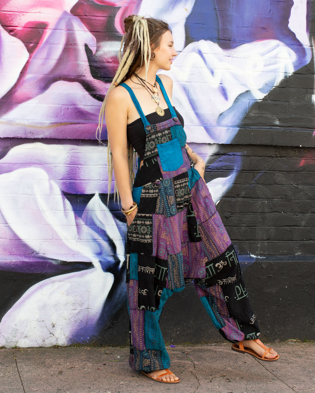 Patchwork Ohm Mandala Harem Dungarees