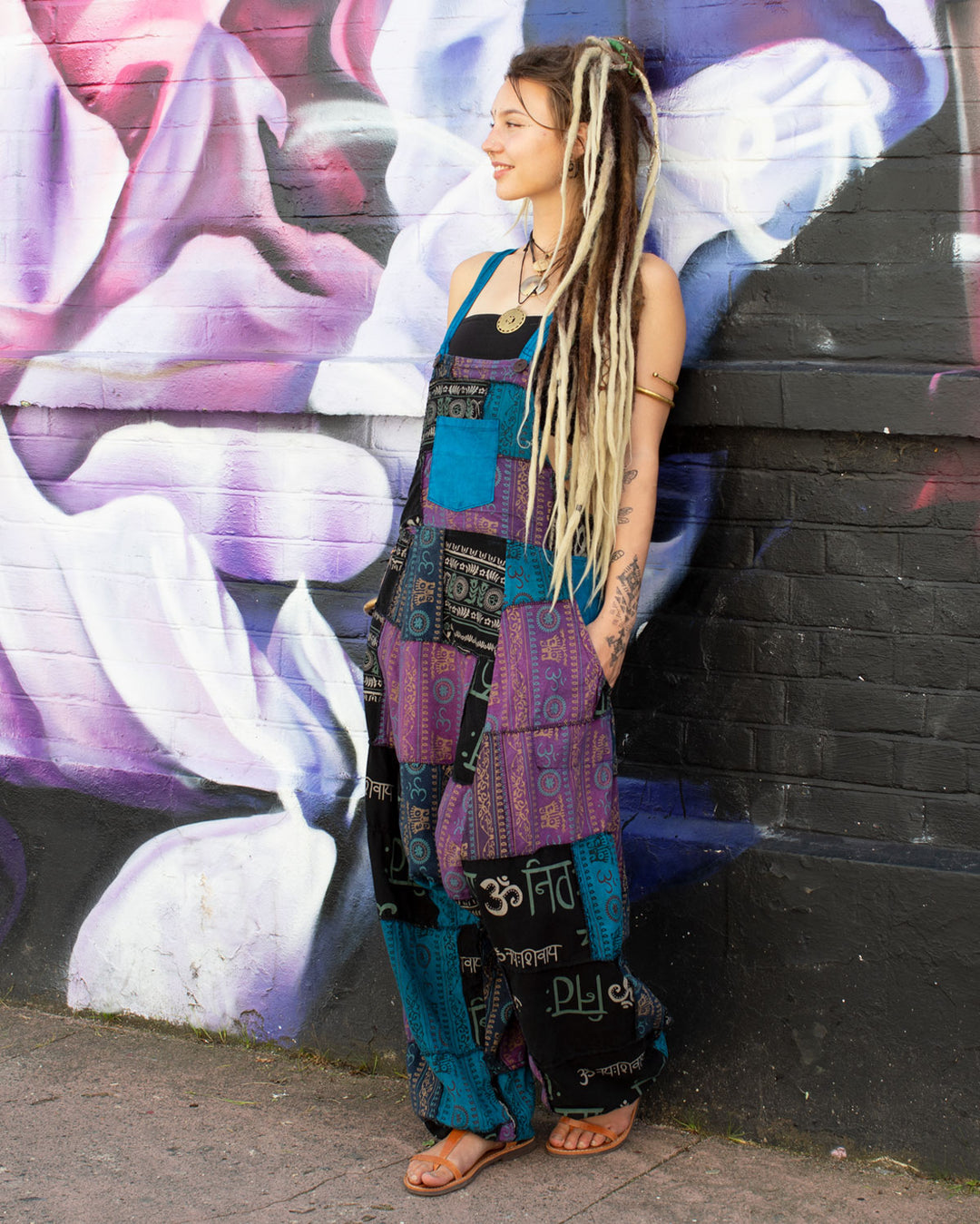 Patchwork Ohm Mandala Harem Dungarees