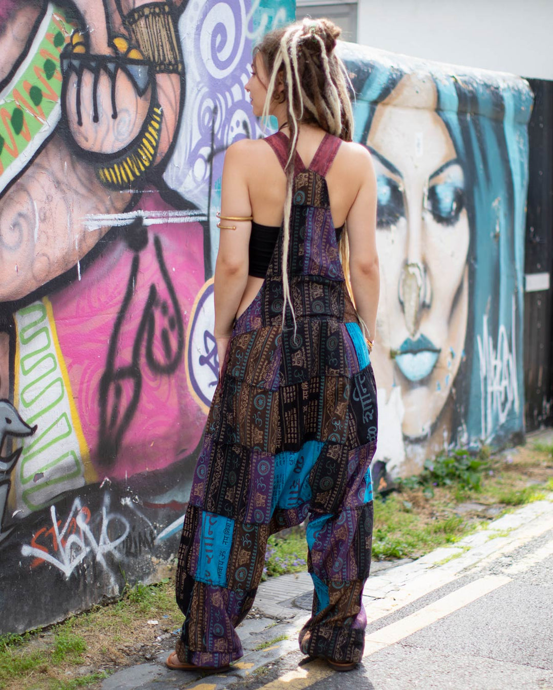 Patchwork Ohm Mandala Harem Dungarees