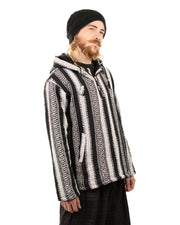 Hippie Baja Hoodie/Jacket Fleece Lined Black/White