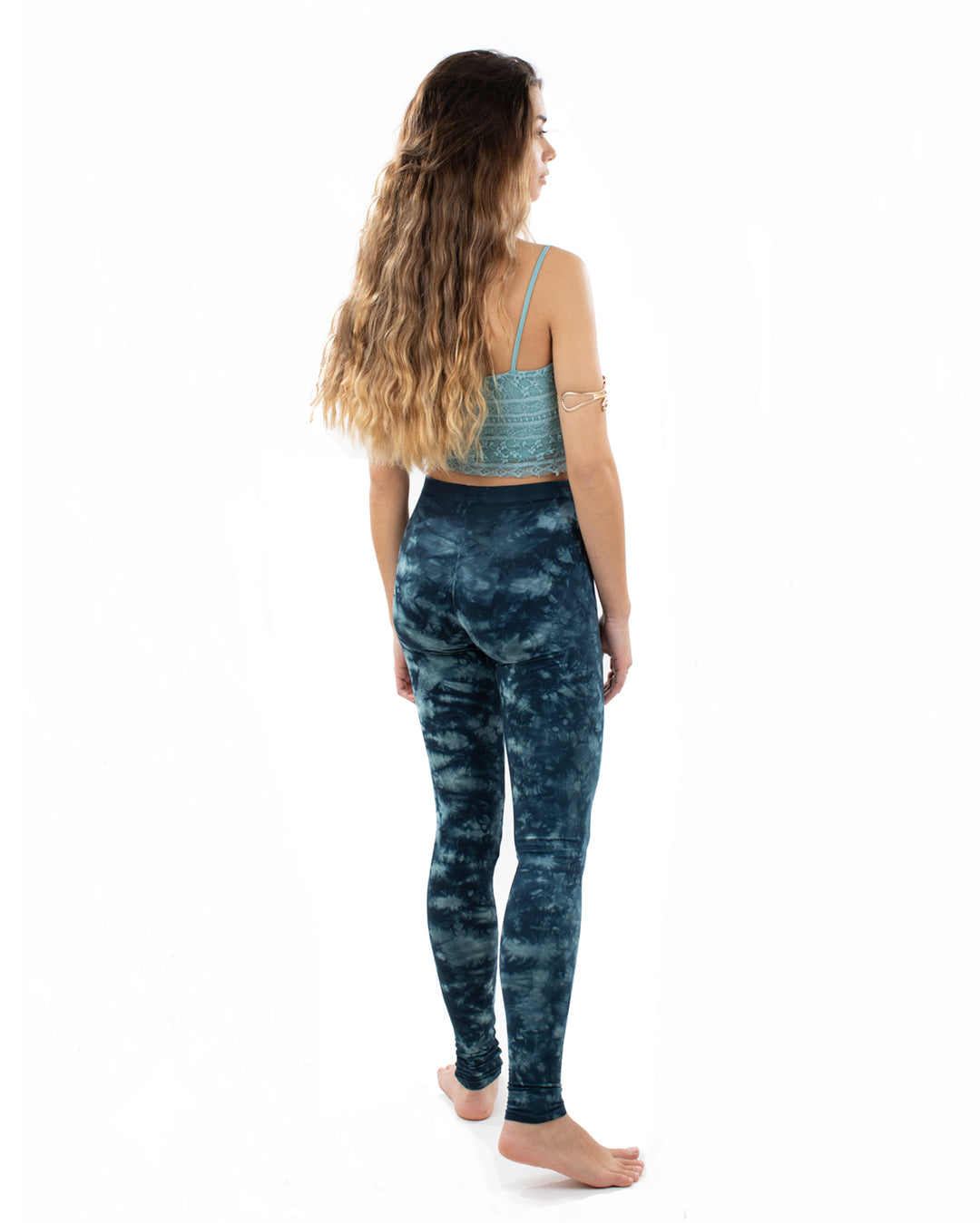 Stonewash Tie Dye Leggings Blue