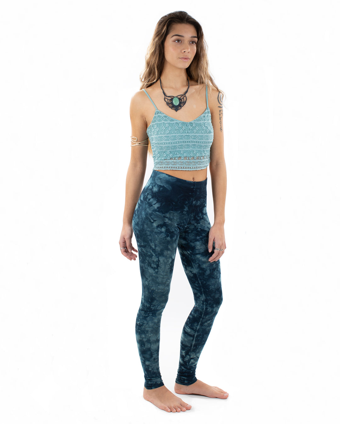 Stonewash Tie Dye Leggings Blue