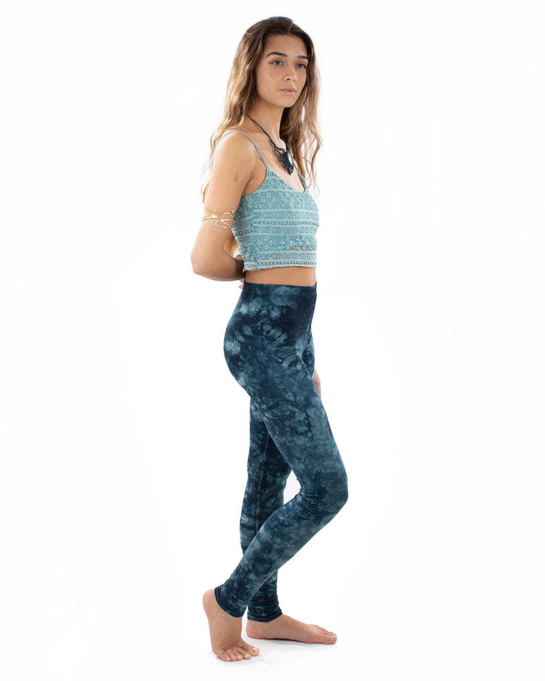 Stonewash Tie Dye Leggings Blue