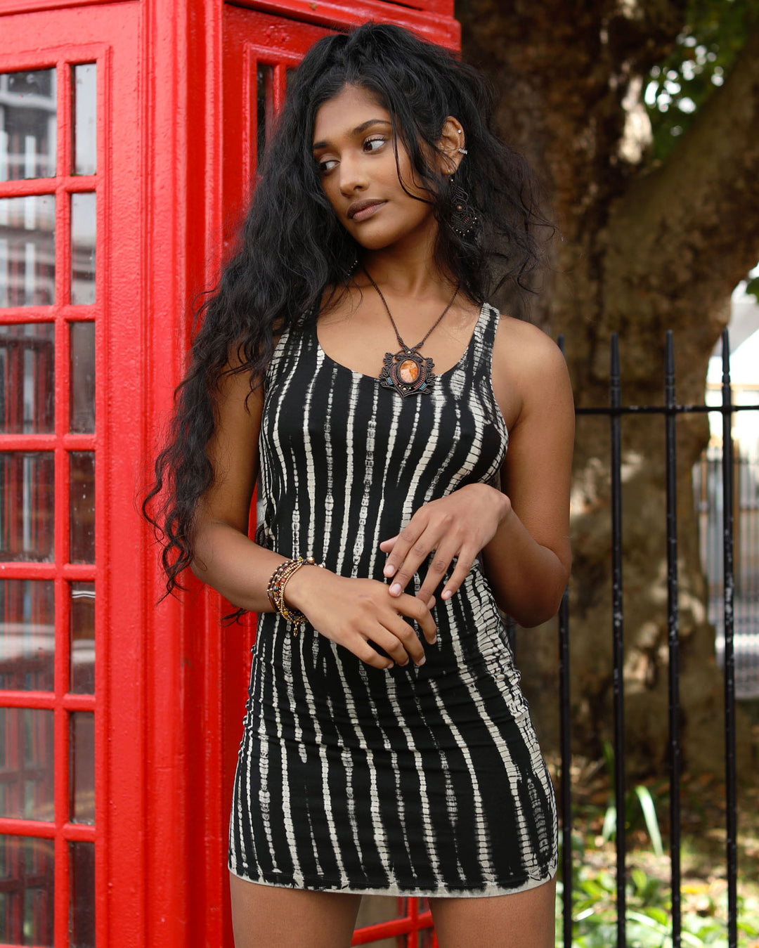 black tie dye mini dress Black AND White TIE DYE TENCEL GIRLFRIEND MINI DRESS 7 (XXL)
