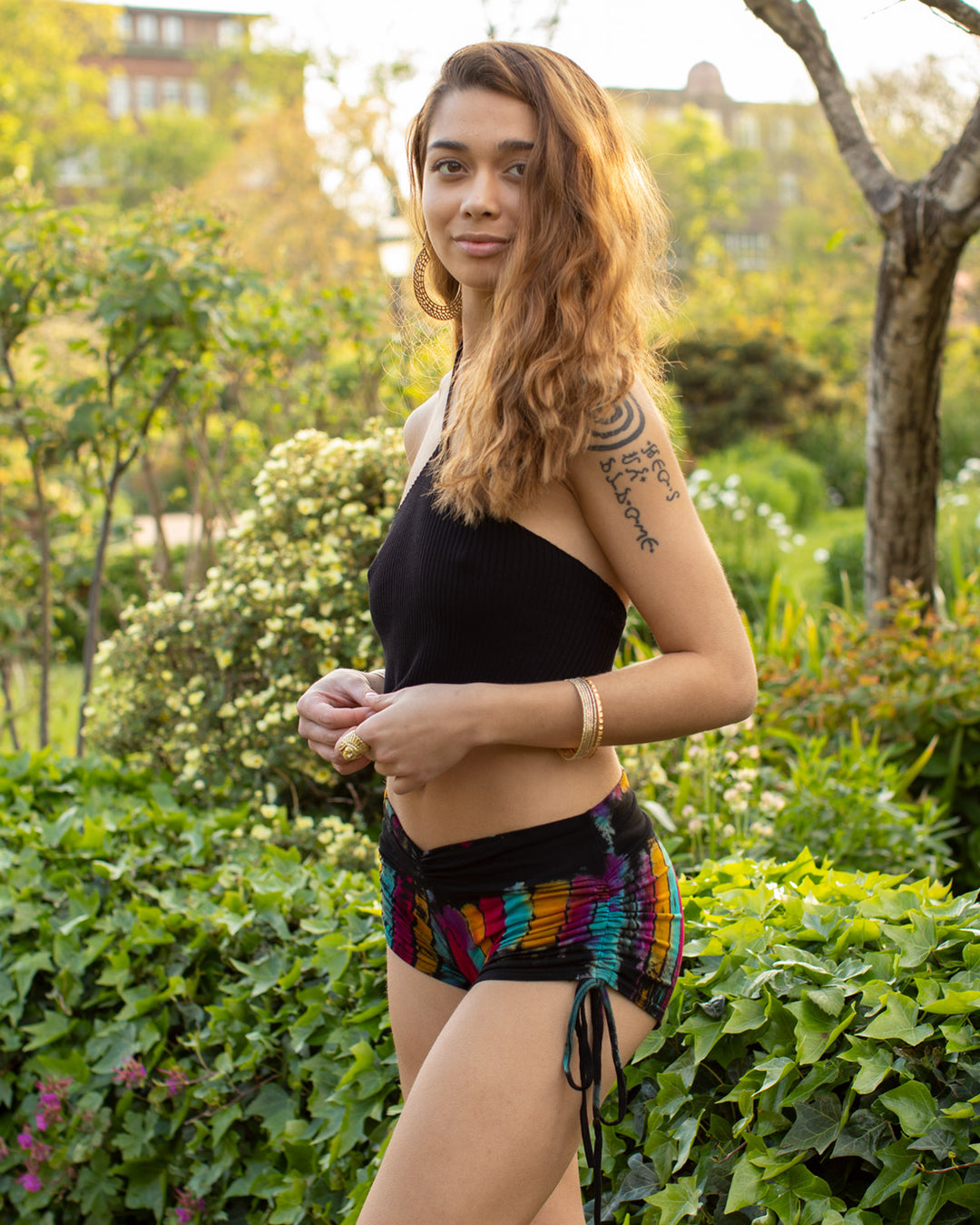 Tie Dye Hot Pants Black