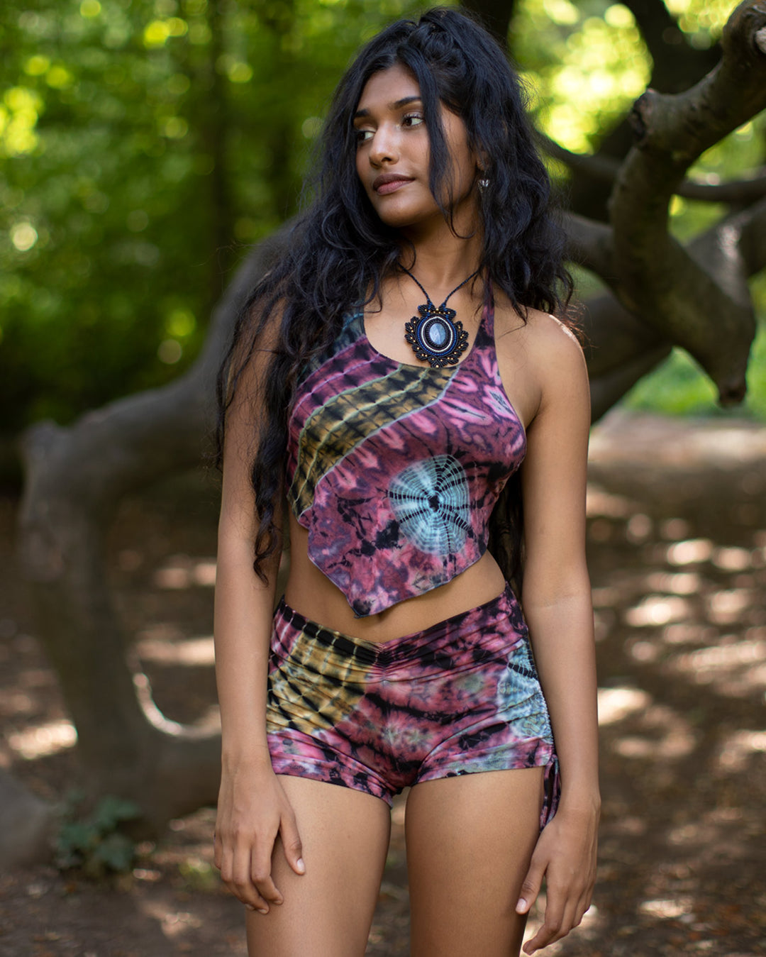 Tie Dye Hot Pants Pink Mandala