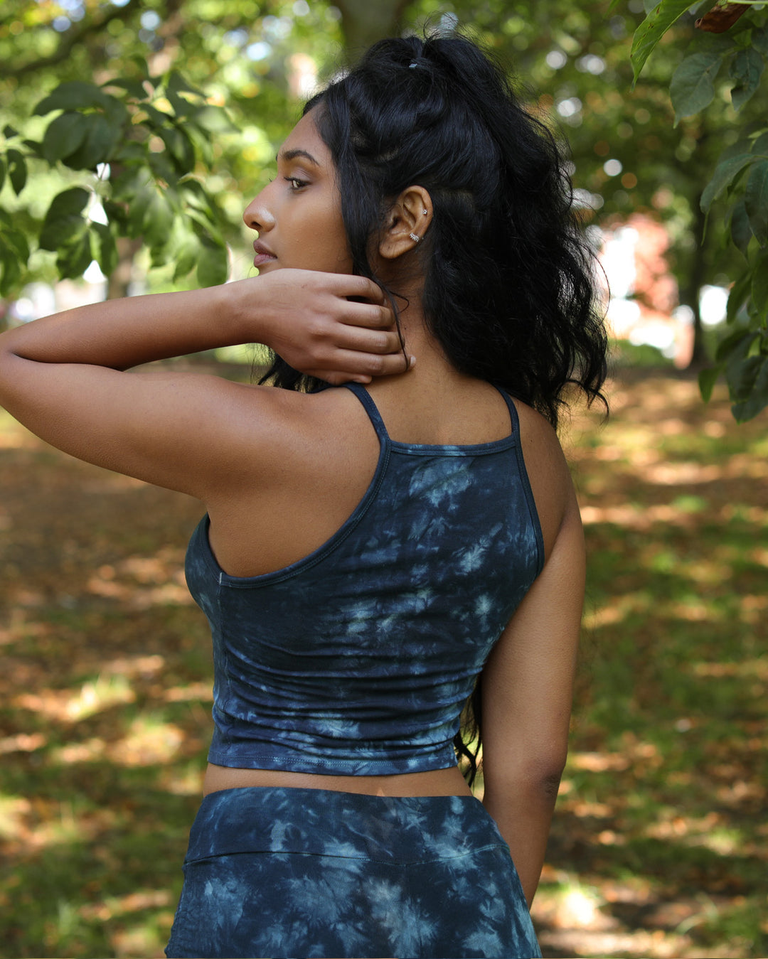 Stone Wash Tie Dye Crop Top Blue