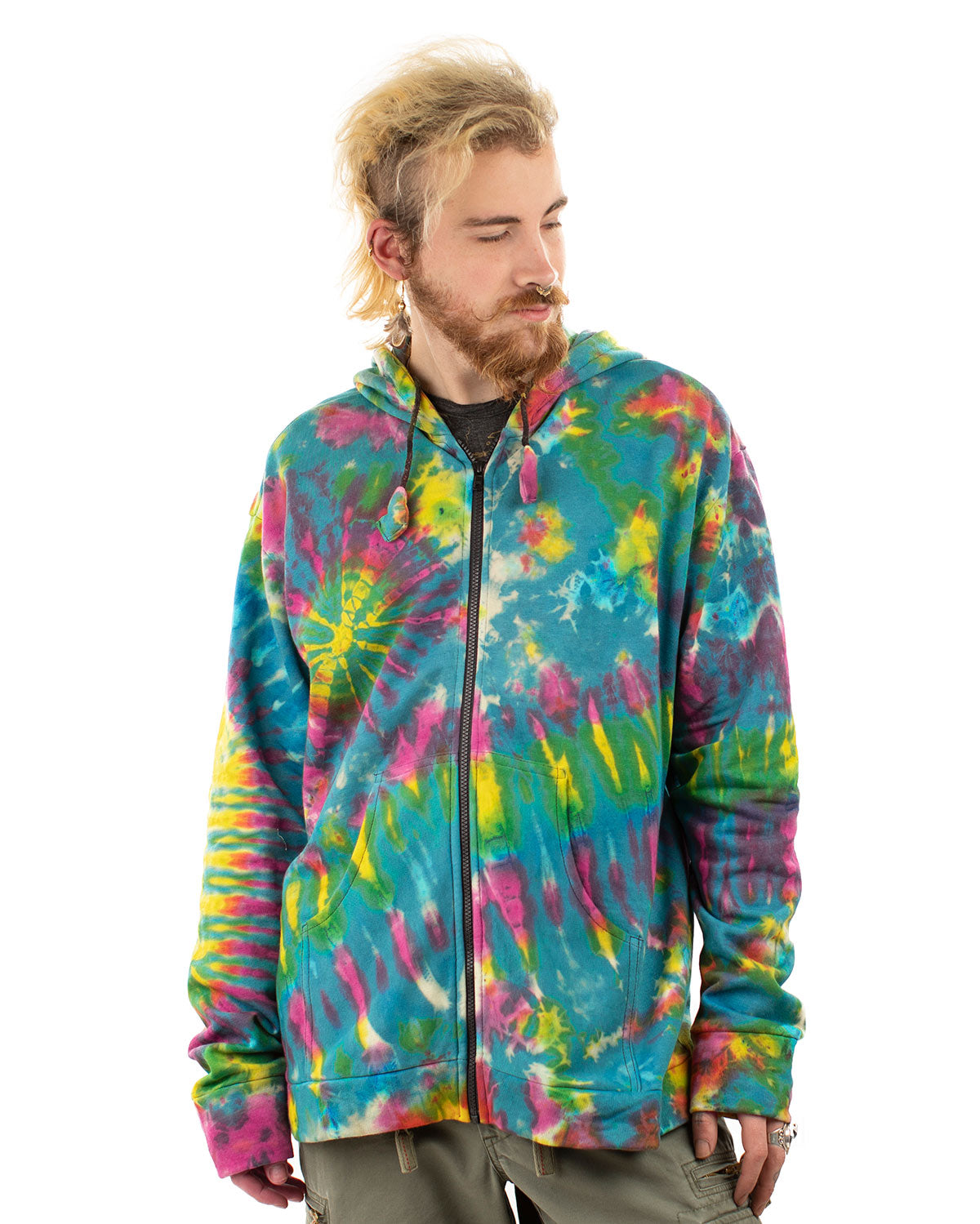 Rainbow tie dye zip up hoodie on sale