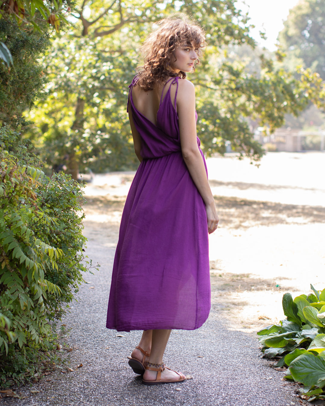 ASYMMETRIC COTTON DRESS Purple