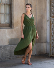 ASYMMETRIC COTTON DRESS Green