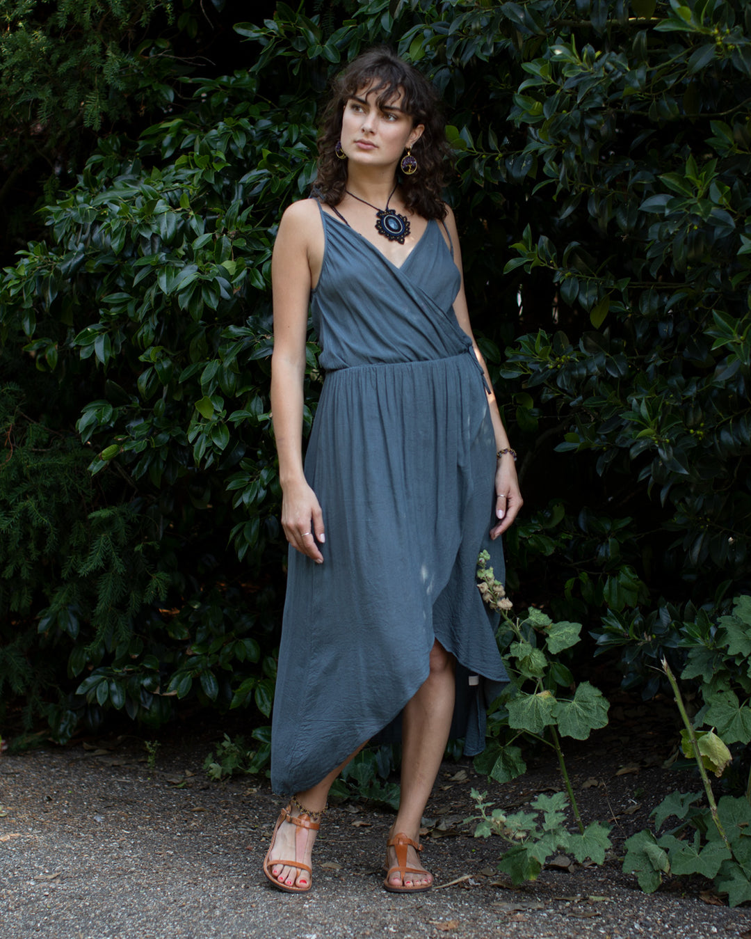 ASYMMETRIC COTTON DRESS Grey