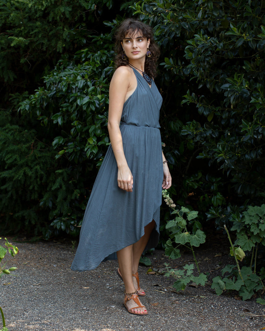 ASYMMETRIC COTTON DRESS Grey