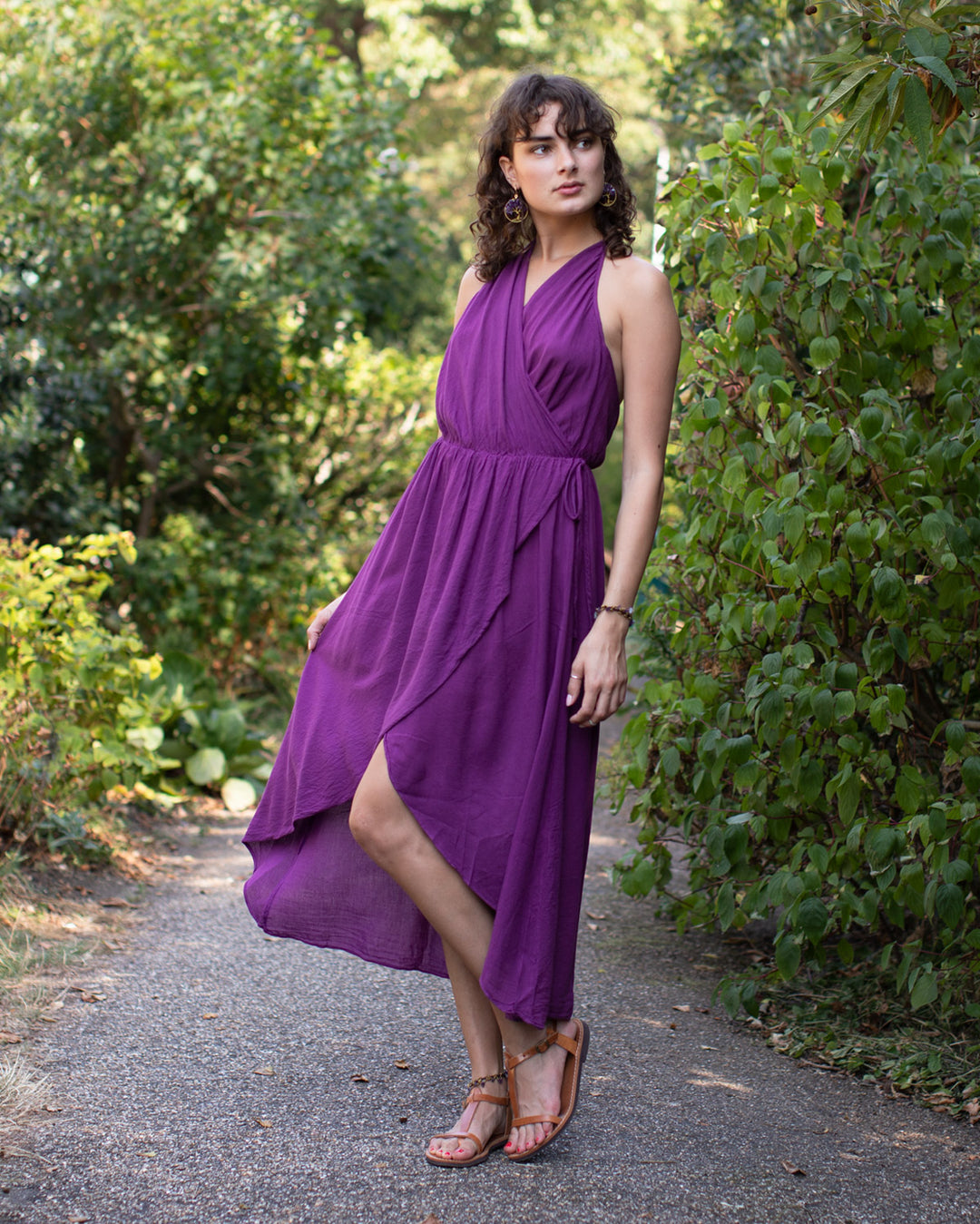 ASYMMETRIC COTTON DRESS Purple