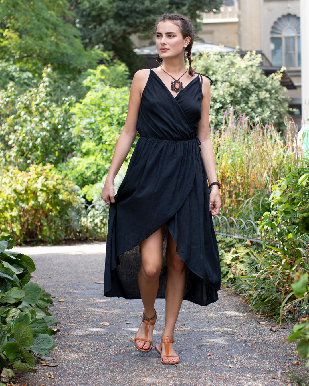 Asymmetric Cotton Dress Black